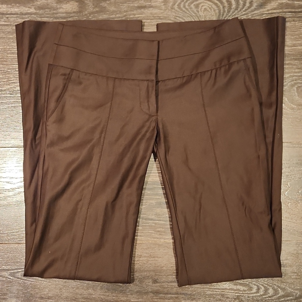 ❤️ BEBE WOOL BLEND WIDE LEG LOW RISE PINTUCK PANTS / TROUSERS, CITY BROWN 2 (26)